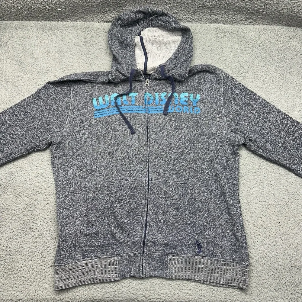 Disney Parks Adult XL Gray/Blue Walt Disney World Full-Zip Hoodie Sweatshirt